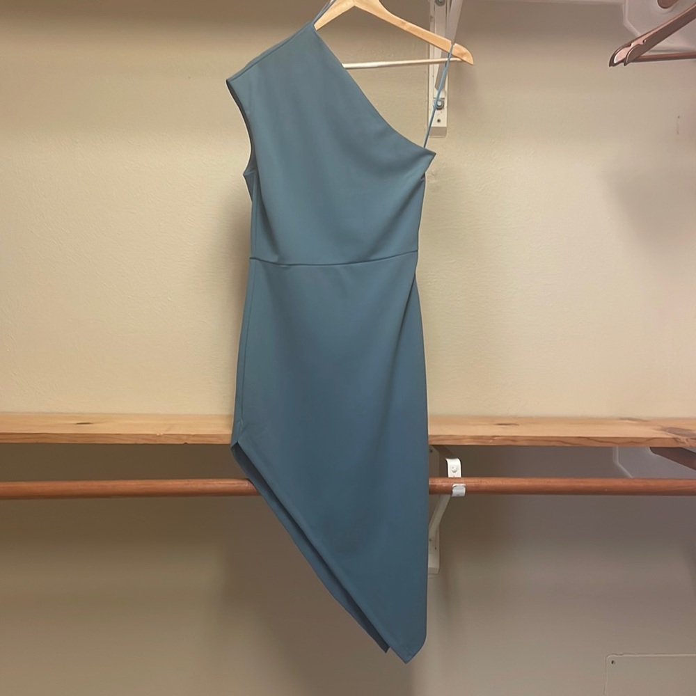 Re:named blue asymmetrical dress.